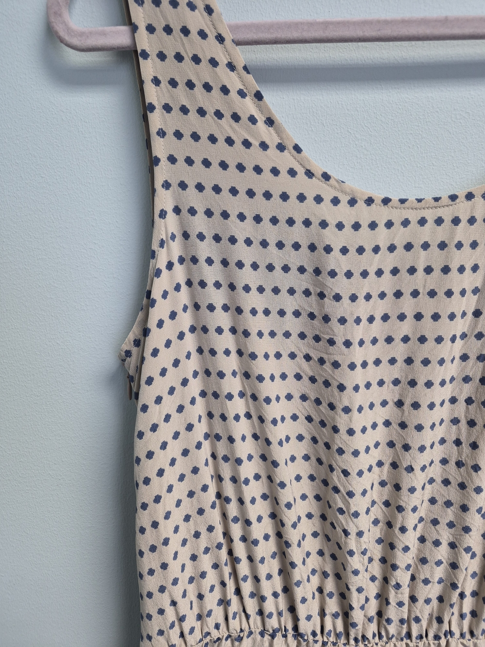 Marc By Marc Jacobs Cream Mini Dress with Navy Dot Print 100% Silk - Picture 4 of 7